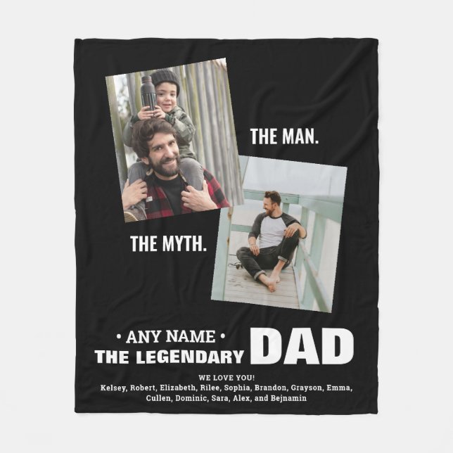 Couverture Polaire Best DAD Man Myth Legend Photo personnalisée (Devant)
