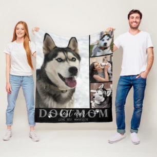 Couverture Polaire Best Dog Mom Eternel Script Pawprints 4 Photo Blac