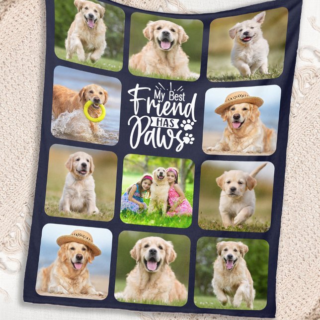 Couverture Polaire Best Friend Has Paws Pet Pet Photo Collage Amoureu (Créateur téléchargé)