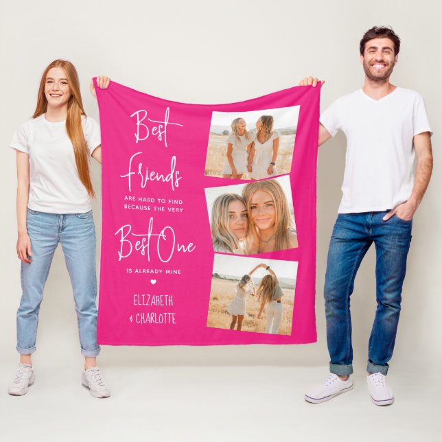 Couverture Polaire Best Friends 3 Photo tendance Hot Pink Friendship (En situation)
