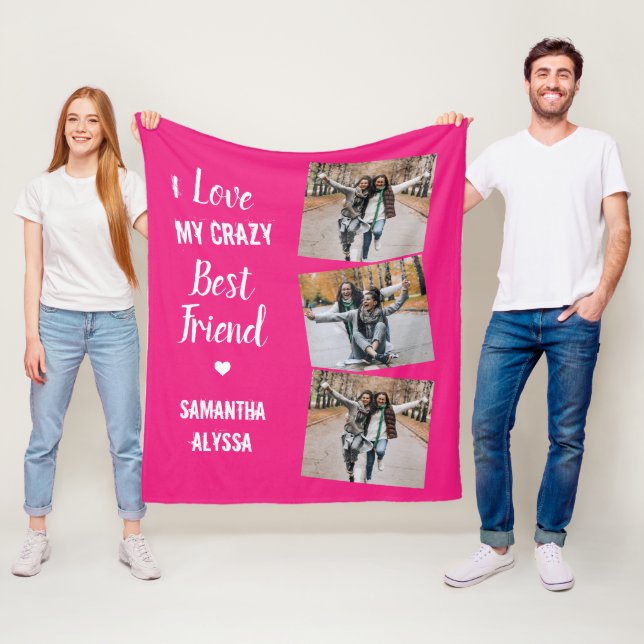 Couverture Polaire Best Friends 3 Photo tendance Hot Pink Friendship (En situation)