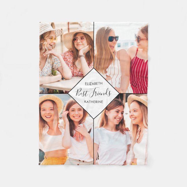 Couverture Polaire Best Friends BFFs Besties Nom Photo Collage (Devant)