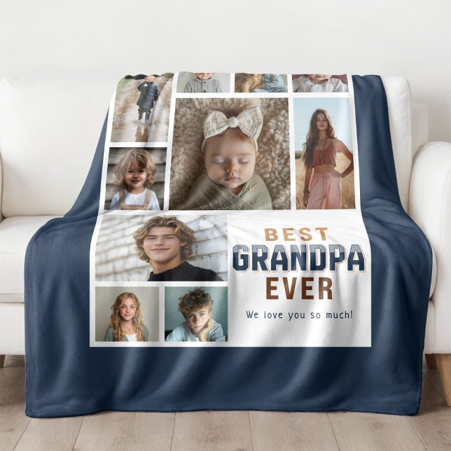 Couverture Polaire Best Grandpa Ever 10 Photo Collage  (Créateur téléchargé)