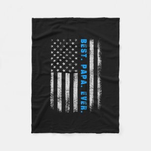 Couverture Polaire Best Papa Ever American Flag Fête des pères Vintag