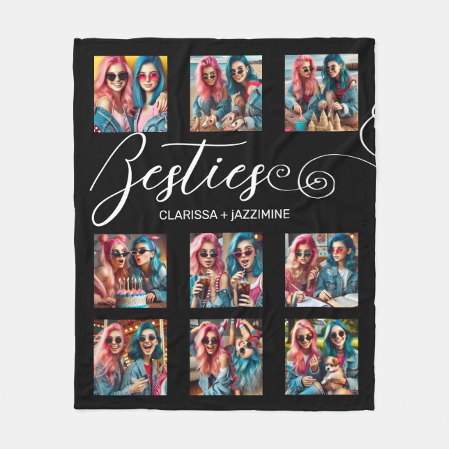 Couverture Polaire Bestie blanc noir moderne 9 Collage photo (Devant)