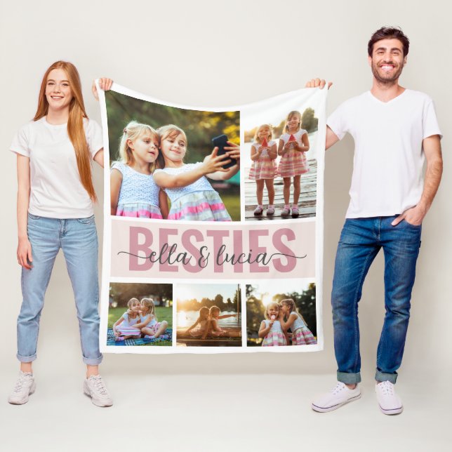 Couverture Polaire Besties Ajouter Vos Noms Photo Collage (En situation)
