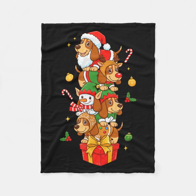 Couverture Polaire Bet Hound Santa Elf Snowman Christmas Womens Mens  (Devant)