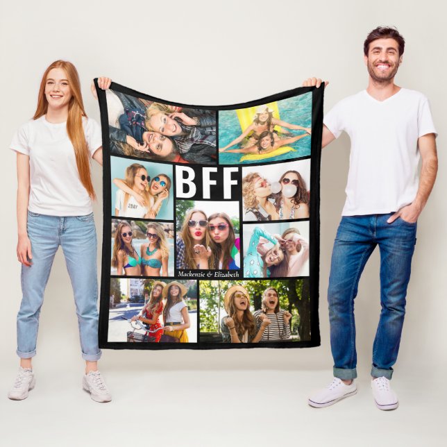 Couverture Polaire BFF moderne Best Friends Photo Collage Noms (En situation)