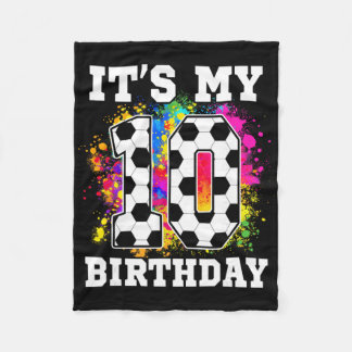 Couverture Polaire Bianniversaire de 10 ans Thème Football C'est mon 