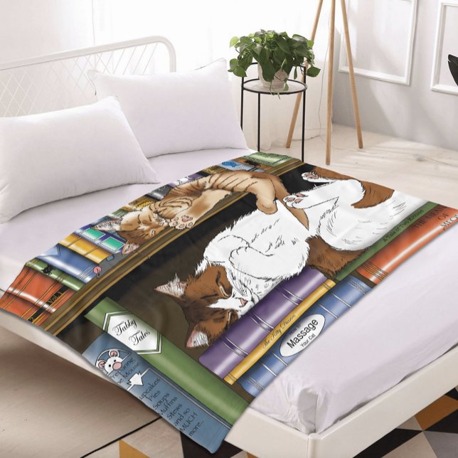 Couverture Polaire Bibliothèque de chats de plateau de livres (Créateur téléchargé)