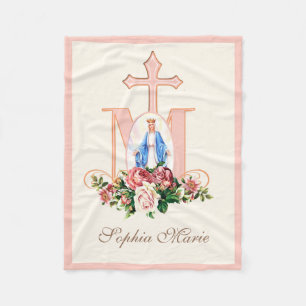 Couverture Polaire Bienheureuse Vierge Marie Marian Cross Roses relig