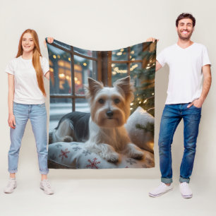 Couverture Polaire Biewer Terrier avec lumières de Noël pour les fête