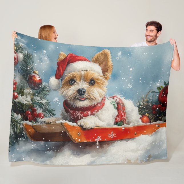 Couverture Polaire Biewer Terrier Chien dans la boue Laisser il neige (En situation)