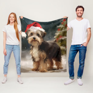 Couverture Polaire Biewer Terrier Chien dans la neige Noël