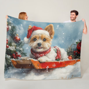 Couverture Polaire Biewer Terrier Chien en Luge Laissez-le Neiger Noë