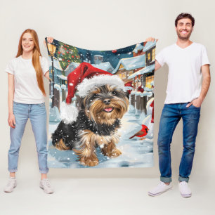 Couverture Polaire Biewer Terrier Chien Winter Wonderland Noël Joie