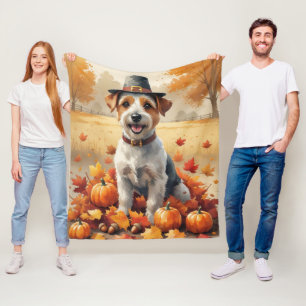 Couverture Polaire Biewer Terrier en automne Feuilles d'Action de grâ