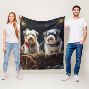 Couverture Polaire Biewer Terrier enneigé traîneau Noël décoration