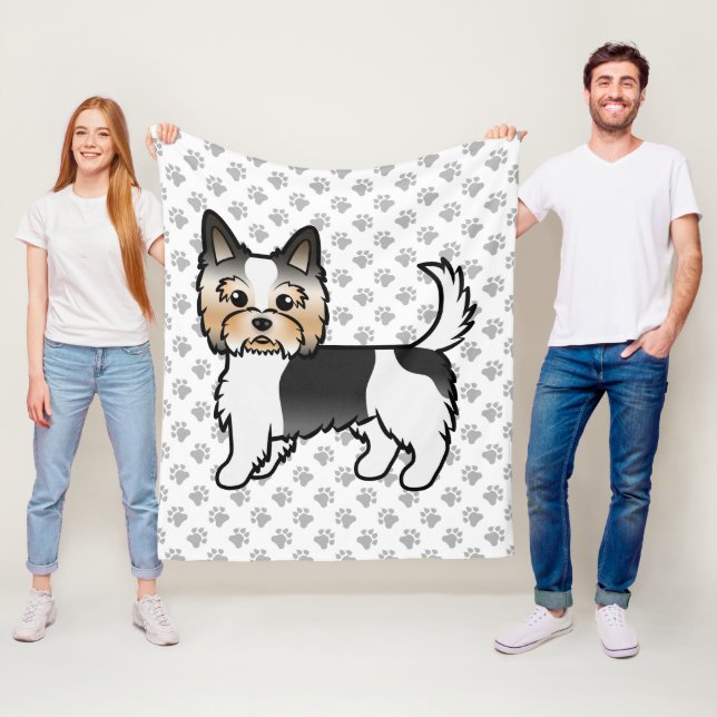 Couverture Polaire Biewer Yorkshire Terrier Cute Cartoon Chien & Paws (En situation)