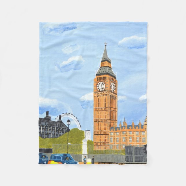Couverture Polaire Big Ben London Fleece Blanche (Devant)