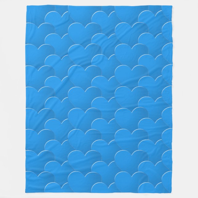 Couverture Polaire Big blue Hearts motif Love Valentine's day (Devant)
