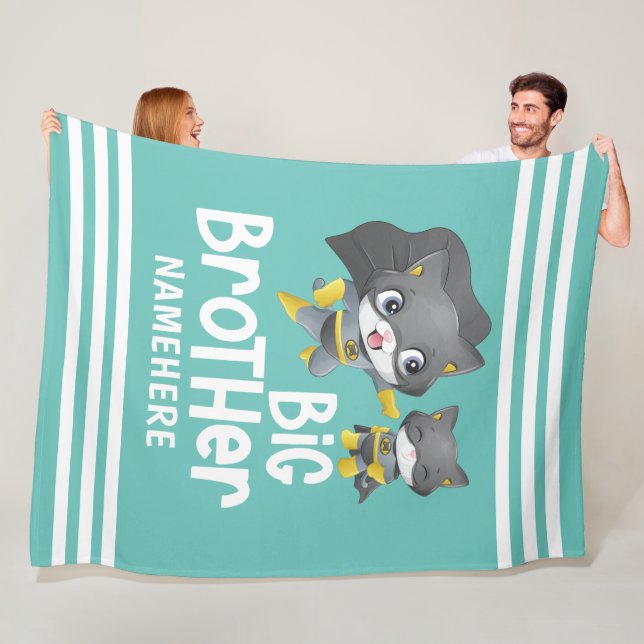 Couverture Polaire Big Brother Superhero Cat Illustration Custom (En situation)