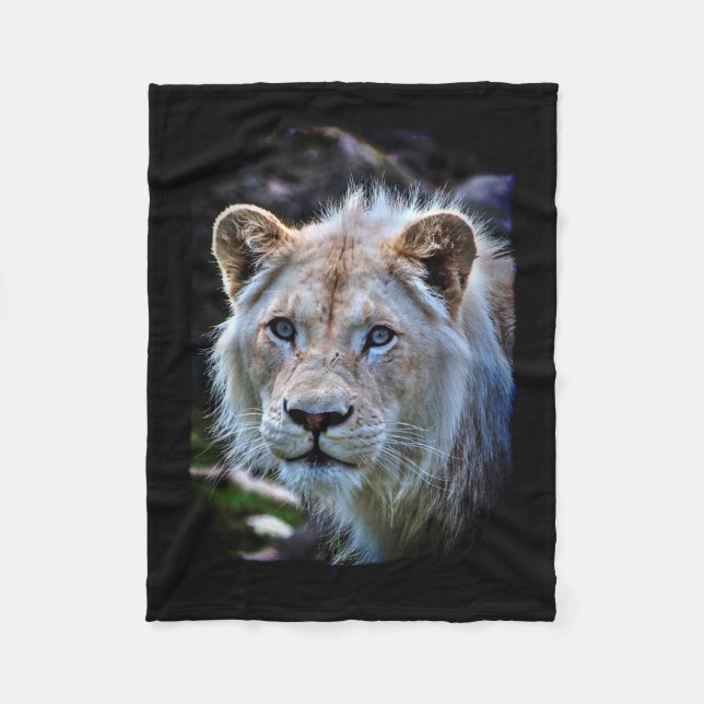 Couverture Polaire Big Cat Rare White Lion Faune Photo Portrait (Devant)