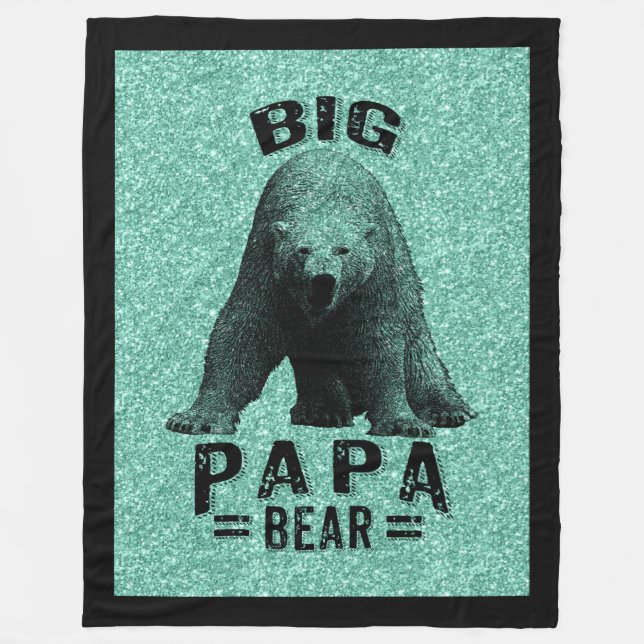 Couverture Polaire Big Papa Bear Black Frame Texte & Ours Polaire (Devant)