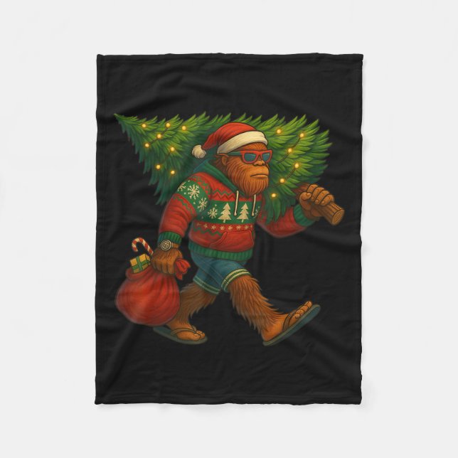 Couverture Polaire Bigfoot Christmas Tree Lights Xmas Sasquatch Boys  (Devant)