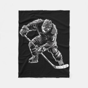 Couverture Polaire Bigfoot jouant au hockey joueur drôle Sasquatch Ho