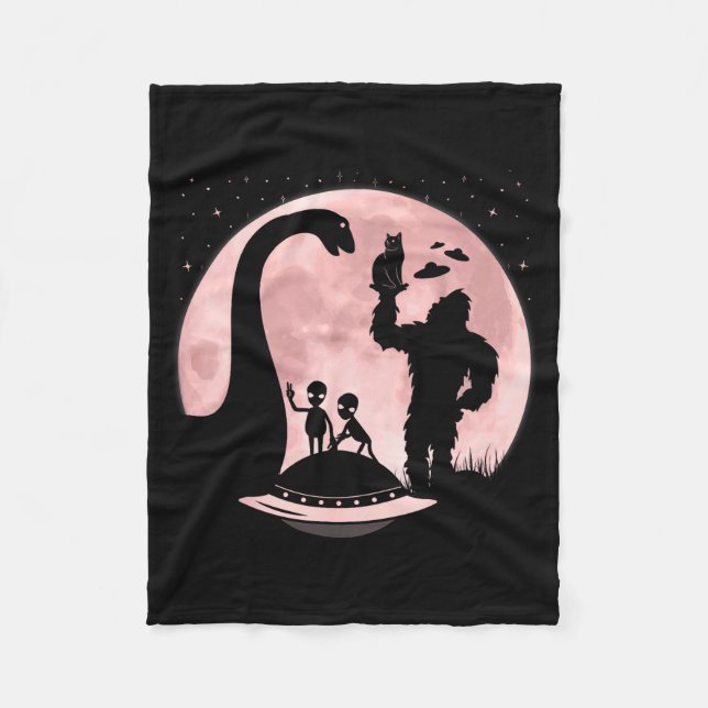 Couverture Polaire Bigfoot Loch Ness Monster Sasquatch Cat Ufo Funny  (Devant)