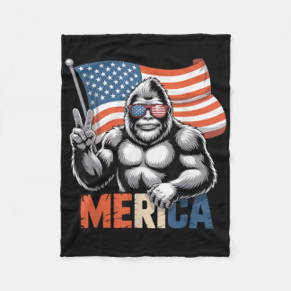 Couverture Polaire Bigfoot Merica Rock Drapeau Américain Patriotique