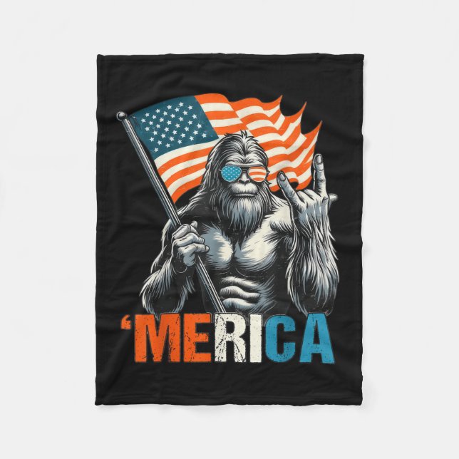 Couverture Polaire Bigfoot Merica Rock Drapeau Américain Patriotique  (Devant)