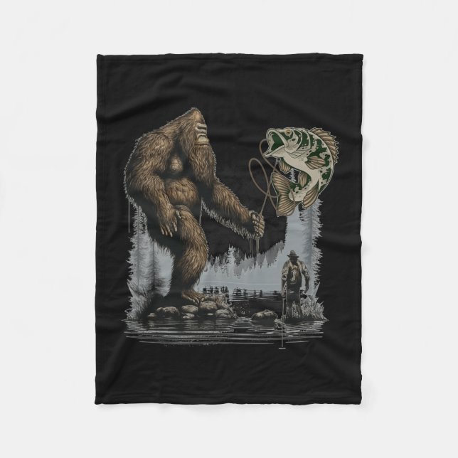 Couverture Polaire Bigfoot Pêche Funny Sasquatch Poisson (Devant)