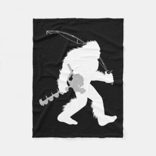 Couverture Polaire Bigfoot Pêche Glace Yeti Pêcheur Avec Forage Un