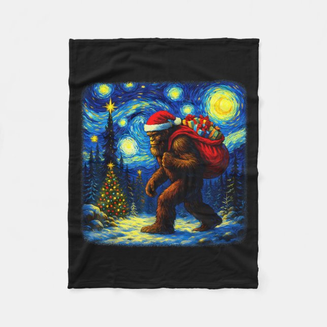 Couverture Polaire Bigfoot Santa Christmas Starry Night Sasquatch Van (Devant)
