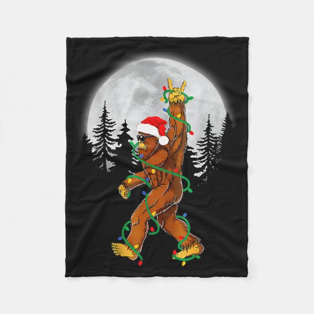 Couverture Polaire Bigfoot Santa Christmas Tree Lights Funny Xmas Sas (Devant)
