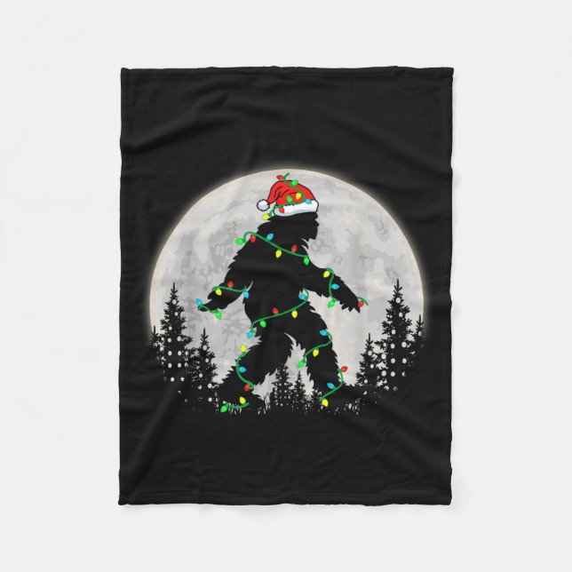 Couverture Polaire Bigfoot Santa Christmas Tree Lights Funny Xmas Sas (Devant)