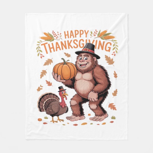 Couverture Polaire Bigfoot Turquie Citrouille Thanksgiving Day Classi (Devant)
