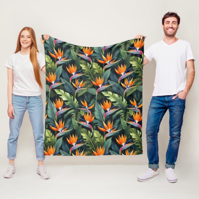 Couverture Polaire Bird of Paradise Flower Pattern (En situation)
