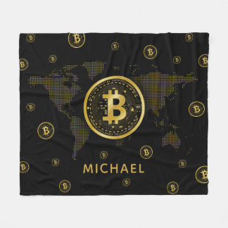 Couverture Polaire Bitcoin Gold World Black Crypto Nom personnalisé