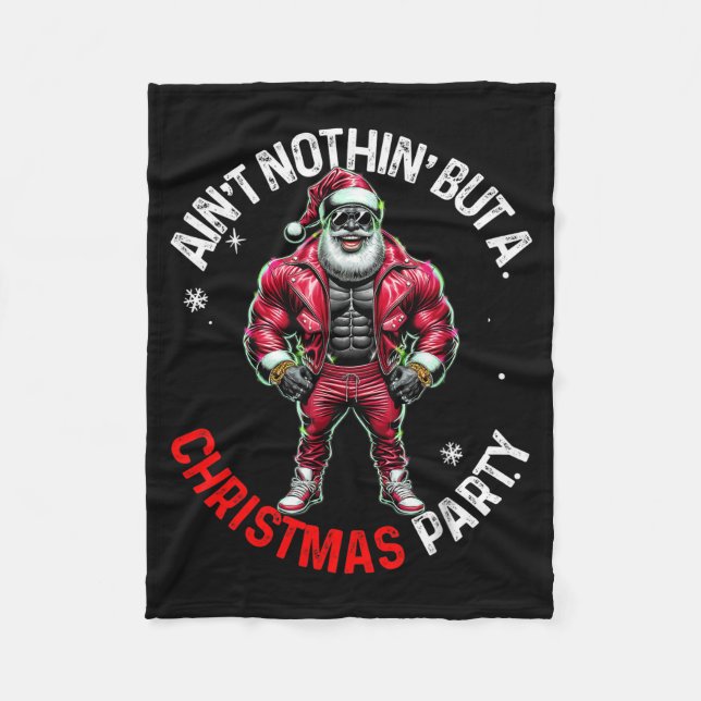 Couverture Polaire Black African American Santa Claus Christmas Pajam (Devant)