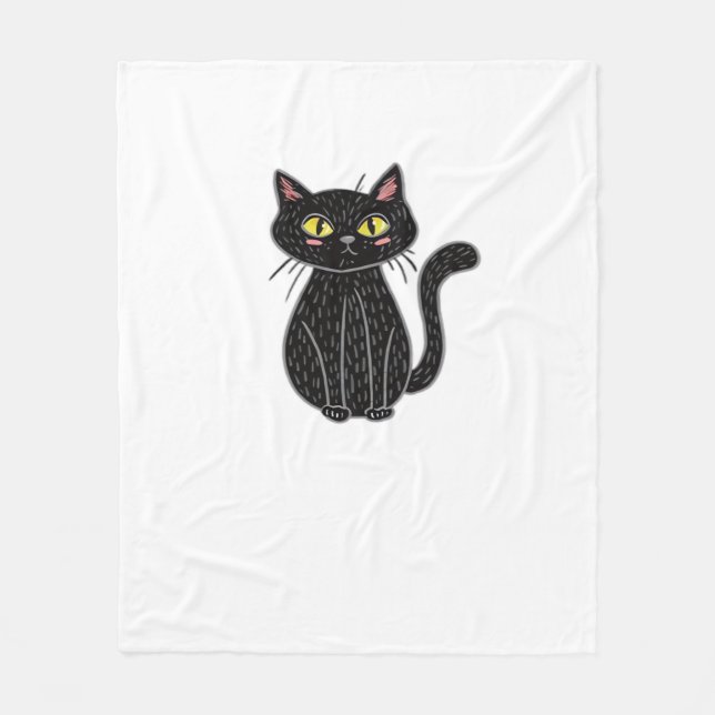 Couverture Polaire Black Cat Magic - Cute & Éffrayante Halloween Cat  (Devant)