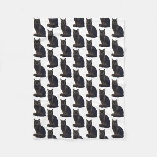 Couverture Polaire Black Cat Staring Ominy Photo Cutout Blanc