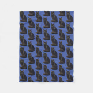 Couverture Polaire Black Cat Staring Ominy Photo Cutout Bleu
