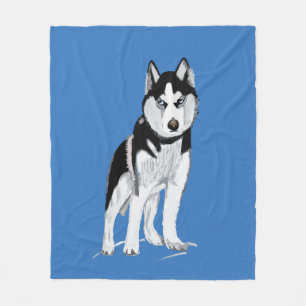 Couverture Polaire Black et White Husky