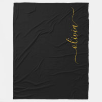 Black Gold Modern Script Girl Monogramme Nom