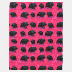 Couverture Polaire Black Guinée Pigs On Pretty Pink Rose