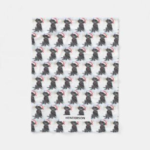 Couverture Polaire Black Lab Chiot à Santa Hat ou Custom Chien Photo