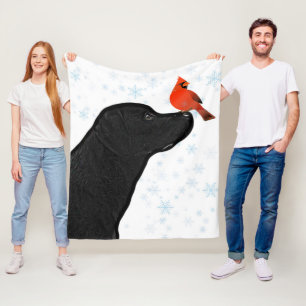 Couverture Polaire Black Lab et Noël cardinal